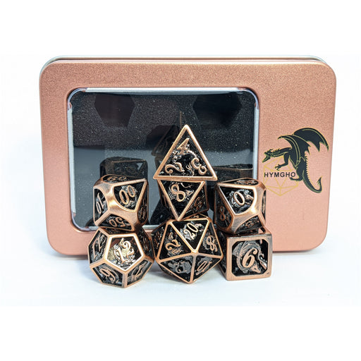 Hollow Metal Dragon Polyhedral Dice Set - Ancient Copper - Premium Polyhedral Dice Set - Just $79.99! Shop now at Retro Gaming of Denver