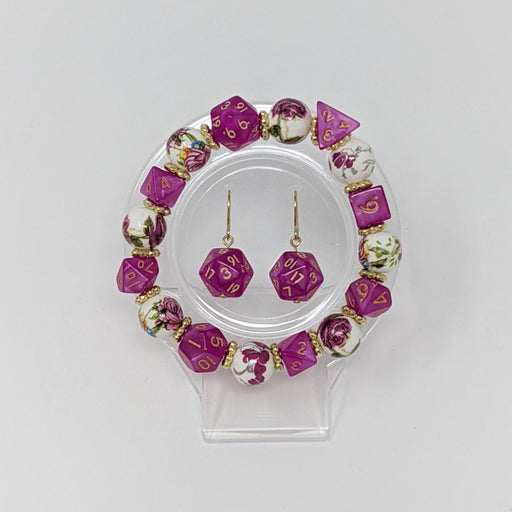 Pink Fuchsia Gold Flower Dice Bracelet - for just $30! 