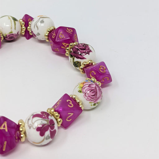 Pink Fuchsia Gold Flower Dice Bracelet - for just $30! 