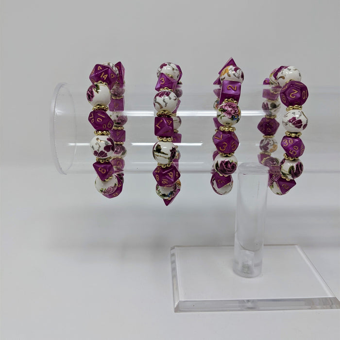 Pink Fuchsia Gold Flower Dice Bracelet - for just $30! 
