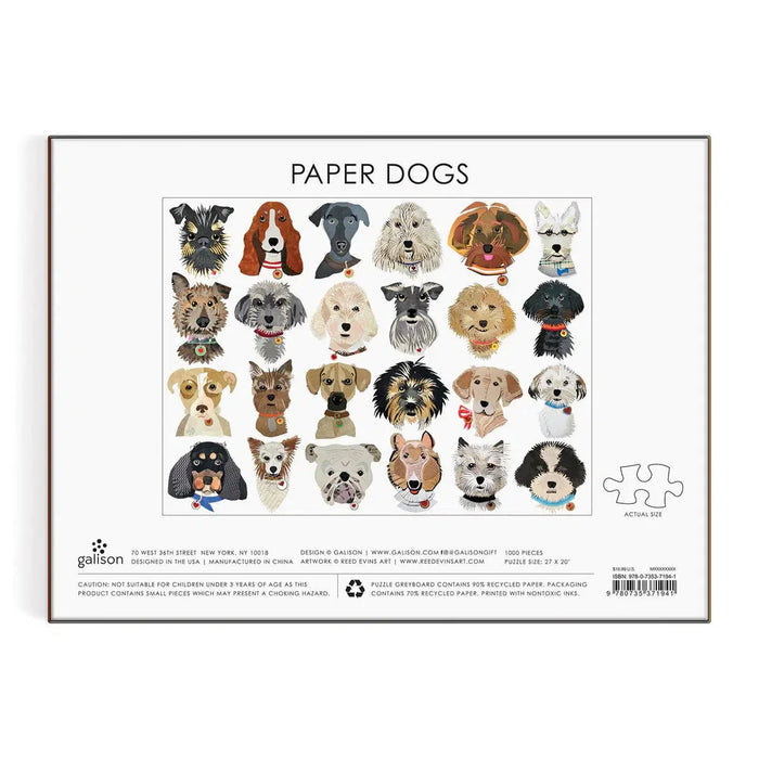 Paper Dogs 1000 Piece Jigsaw Puzzle Galison - for just $19.99! 