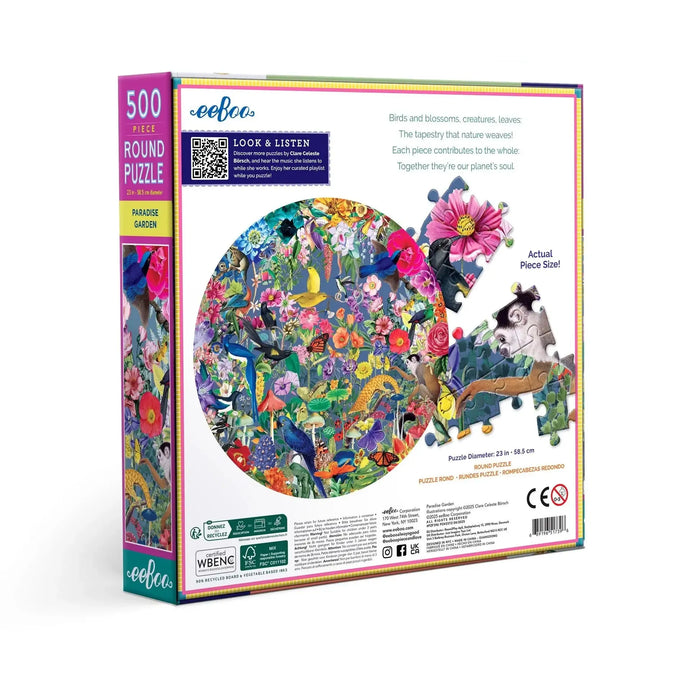 Paradise Garden 500 Piece Round Jigsaw Puzzle eeBoo - for just $26.99! 