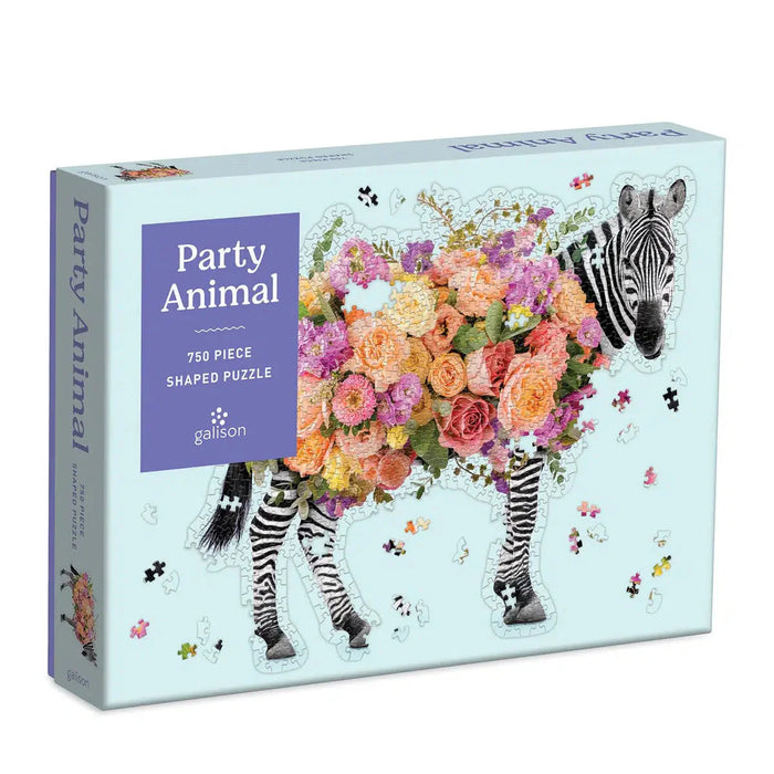 Party Animal 750 Piece Zebra Shaped Jigsaw Puzzle Galison - for just $19.99! 