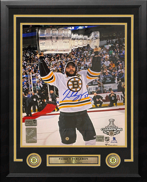 Patrice Bergeron 2011 Stanley Cup Boston Bruins Autographed 16" x 20" Framed Hockey Photo - for just $229.99! 