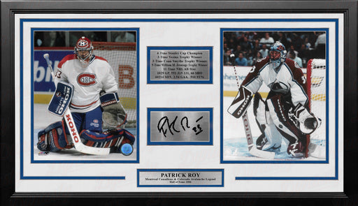 Patrick Roy Framed Hockey Photo Collage with Career Stats & Engraved Autograph - for just $129.99! 