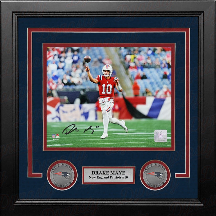 Drake Maye Throwback Action New England Patriots Autographed 8" x 10" Framed Football Photo - for just $249.99! 