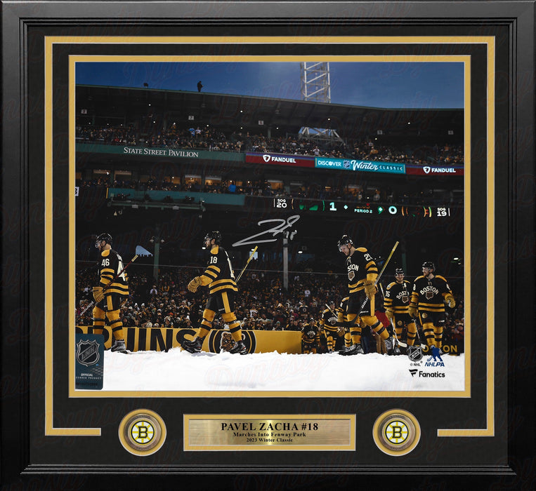 Pavel Zacha 2023 Winter Classic Entrance Boston Bruins Autographed 16" x 20" Framed Hockey Photo - for just $119.99! 