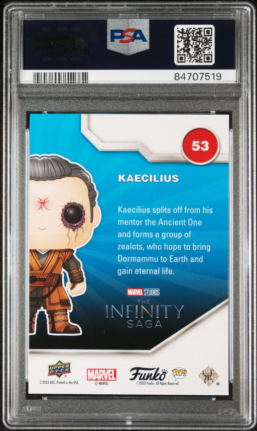 2023 UPPER DECK FUNKO POP MARVEL  KAECILIUS PLATINUM #53  PSA 10 - for just $54! 