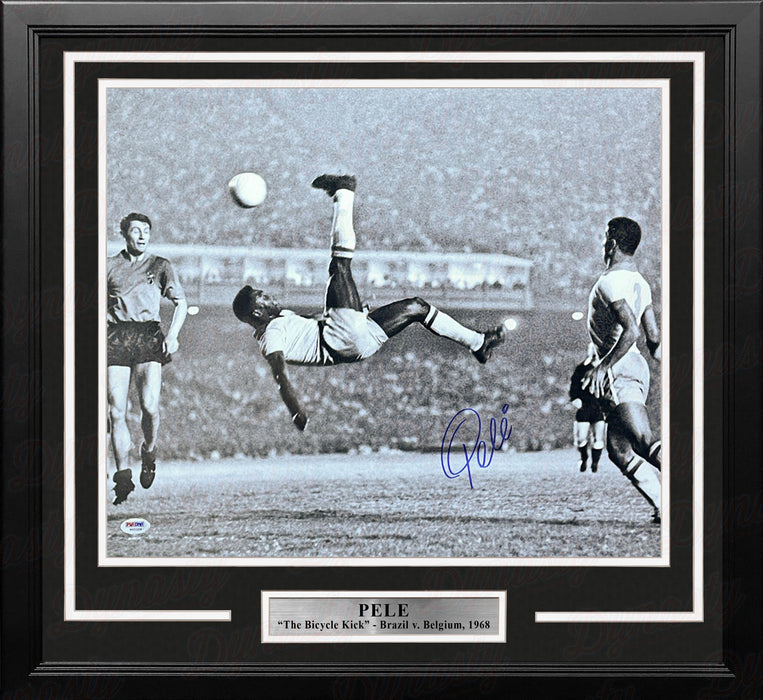Pele Bicycle Kick, Brazil v. Belgium Autographed Soccer 16" x 20" Framed and Matted Photo - for just $799.99! 