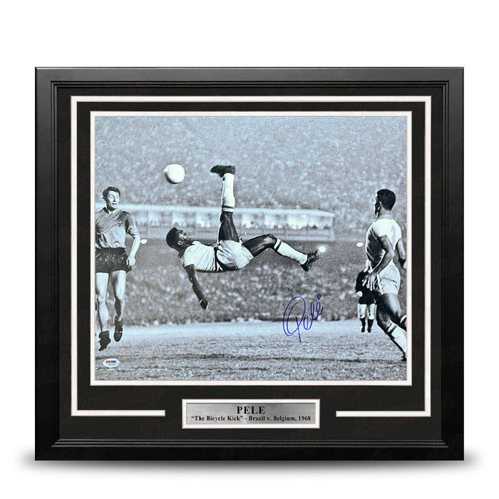 Pele Bicycle Kick, Brazil v. Belgium Autographed Soccer 16" x 20" Framed and Matted Photo - for just $799.99! 