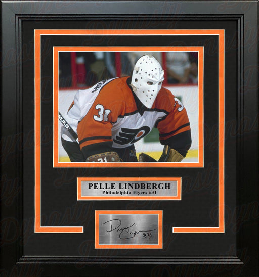 Pelle Lindbergh in Action Philadelphia Flyers Framed Hockey Photo with Engraved Autograph - for just $79.99! 