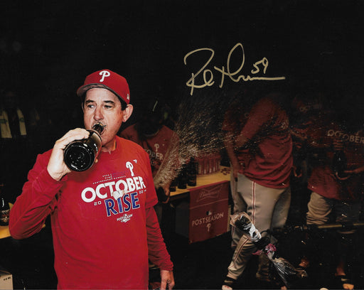 Rob Thomson 2022 NL Champions Locker Room Celebration Philadelphia Phillies Autographed 11x14 Photo - for just $69.99! 