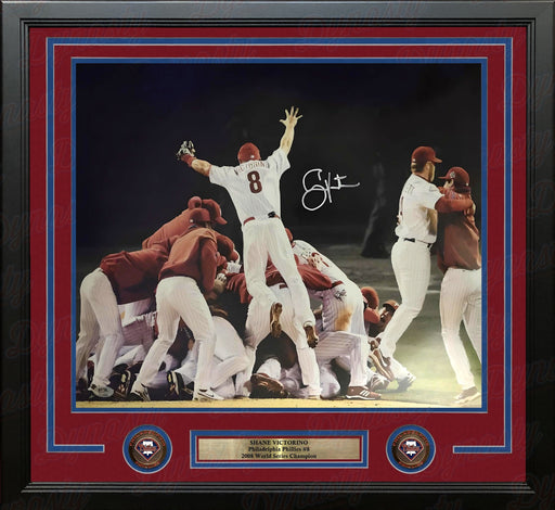 Shane Victorino 2008 World Series Philadelphia Phillies Autographed 16x20 Framed Baseball Photo - for just $229.99! 
