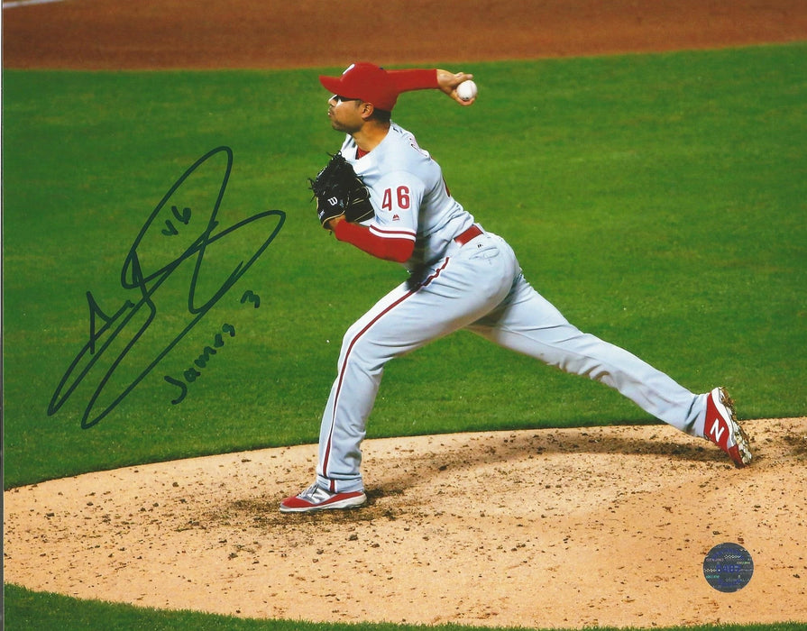 Jeanmar Gomez in Action Autographed Philadelphia Phillies Baseball Photo - for just $5! 