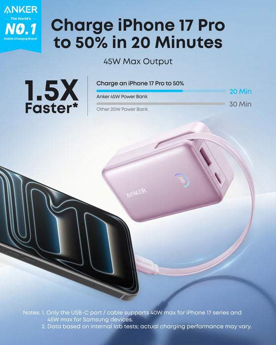 Anker Nano Power Bank (10K, 45W, Built-In Retractable USB-C Cable) - for just $59.99! 