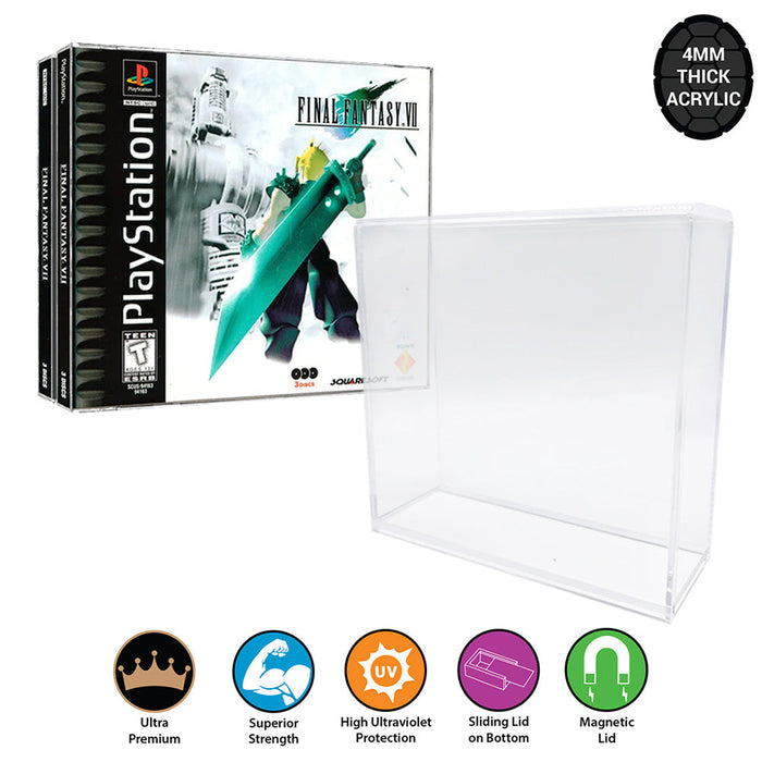Acrylic Hard Case for DOUBLE DISC CD, PS1 Video Game Box (4mm thick, UV & Slide Bottom) - for just $24.99! 