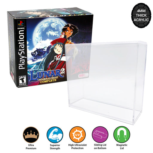 Acrylic Hard Case for PS1 LUNAR 2 ETERNAL BLUE SE Video Game Box (4mm thick, UV & Slide Bottom) - for just $24.99! 