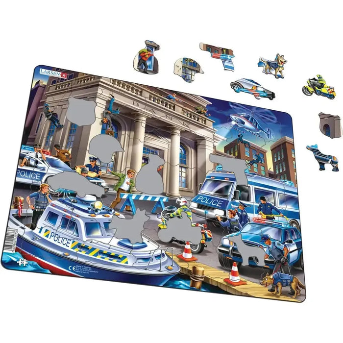 Police Catching the Bank Robbers 43 Piece Tray Jigsaw Puzzle Larsen - for just $11.99! 