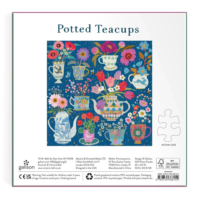 Potted Teacups 500 Piece Jigsaw Puzzle Galison - for just $17.99! 