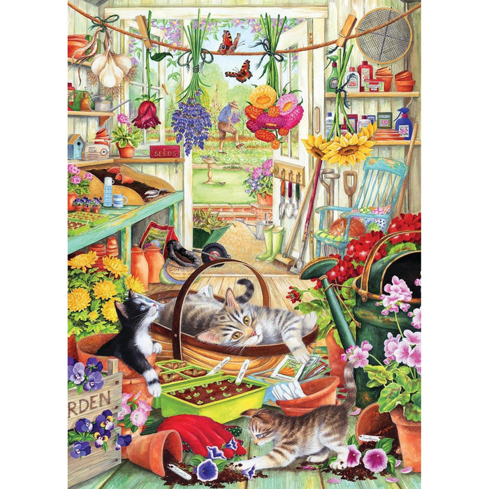 Potting Shed Cats 500 Piece Jigsaw Puzzle Cobble Hill - for just $17.99! 