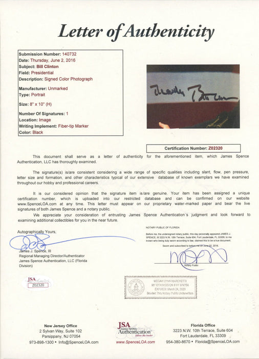 Bill Clinton 42nd President of the United States Autographed 8" x 10" Framed Photo - for just $729.99! 