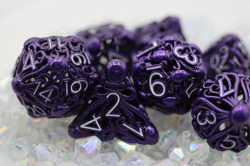 Mind Eater: Electric Purple - Hollow Metal RPG Dice Set - for just $69.99! 