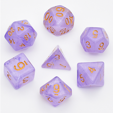 Purple Silk Translucent Dice RPG Dice Set - for just $10.99! 