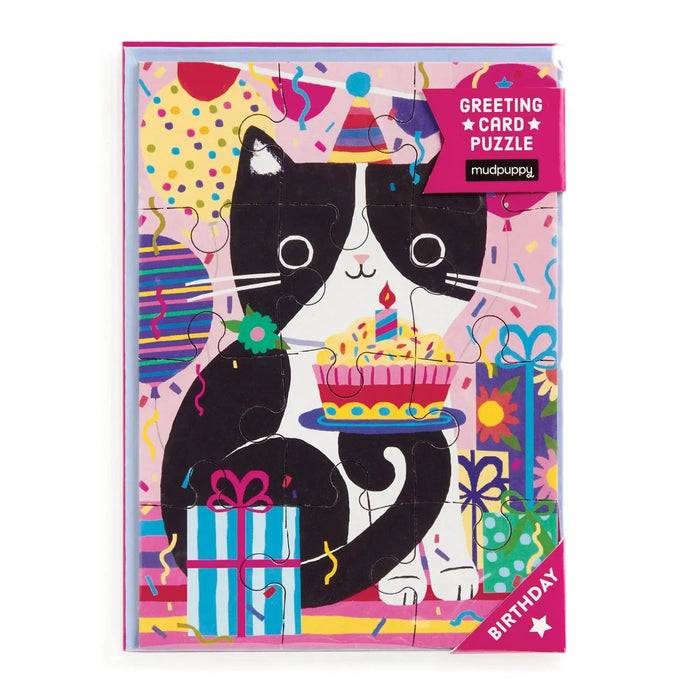 Purr-fect Cat Birthday Greeting Card 12 Piece Jigsaw Puzzle Mudpuppy - for just $7.99! 