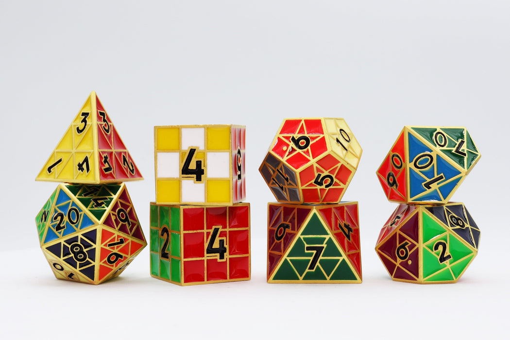 Puzzle Cube: Gold - Metal 8 piece Dice Set - for just $54.99! 