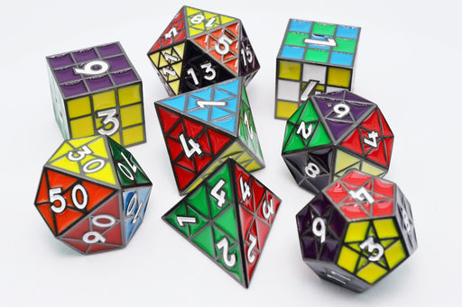 Puzzle Cube: Midnight Metal - Metal 8 piece Dice Set - for just $54.99! 