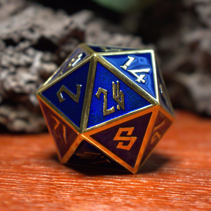 Royal Blue and Gold Metal 35mm D20 - Just $24.99! Shop now at Retro Gaming of Denver