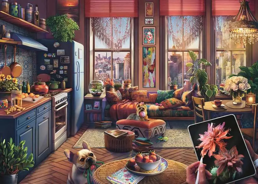 Ravensburger: Puzzle - Larger Puzzle Pieces - Cozy Boho Studio - for just $23! 