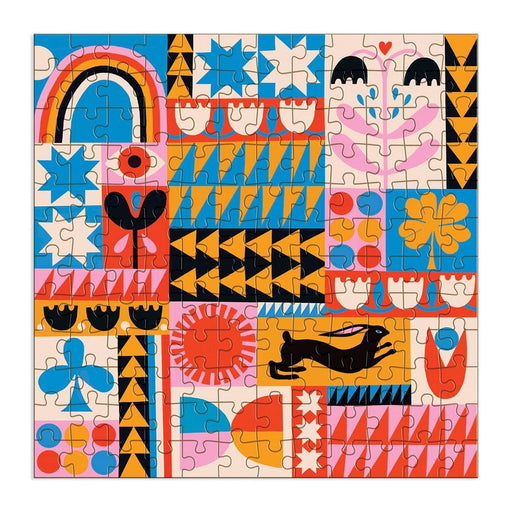 Rabbit Quilt by Lisa Congdon 144 Piece Wood Jigsaw Puzzle Galison - for just $24.99! 