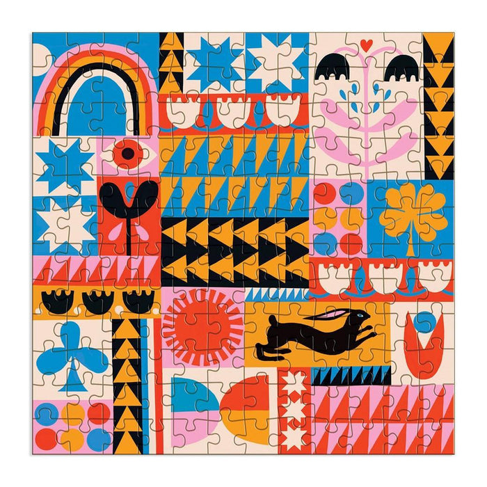 Rabbit Quilt by Lisa Congdon 144 Piece Wood Jigsaw Puzzle Galison - for just $24.99! 