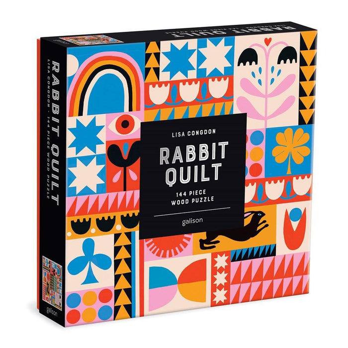 Rabbit Quilt by Lisa Congdon 144 Piece Wood Jigsaw Puzzle Galison - for just $24.99! 