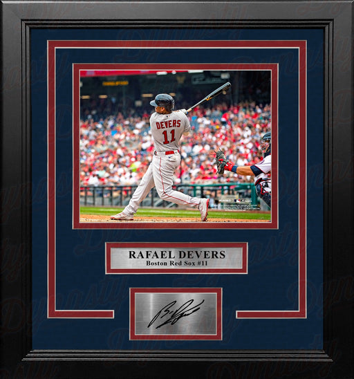 Rafael Devers in Action Boston Red Sox 8" x 10" Framed Baseball Photo with Engraved Autograph - for just $29! 