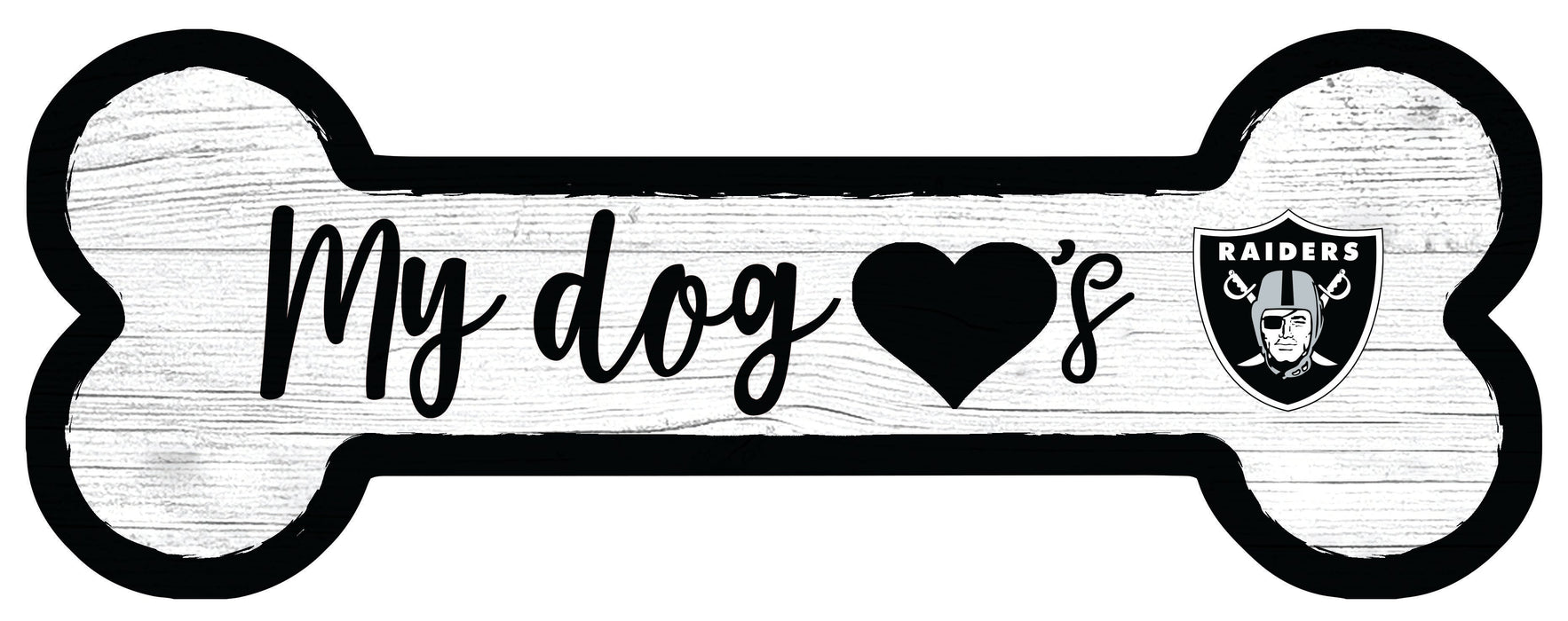 Las Vegas Raiders Football Dog Bone White Wooden Sign - for just $12.99! 