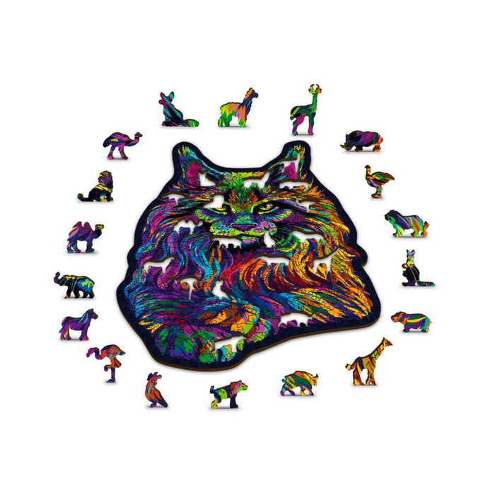 Rainbow Wild Cat 274 Piece Wood Jigsaw Puzzle Wooden City - for just $27.99! 
