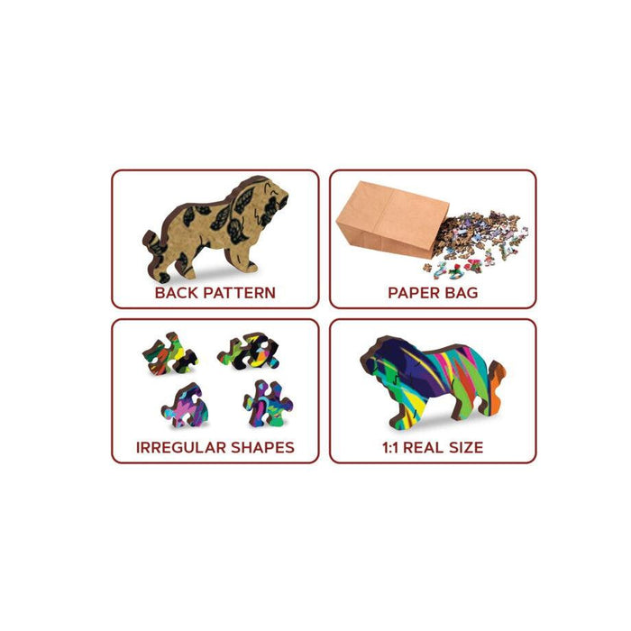 Rainbow Wild Cat 274 Piece Wood Jigsaw Puzzle Wooden City - for just $27.99! 