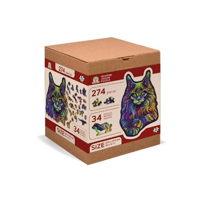 Rainbow Wild Cat 274 Piece Wood Jigsaw Puzzle Wooden City - for just $27.99! 