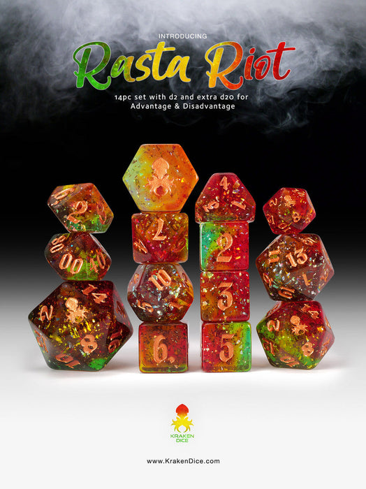 Kraken Dice Holo Foil 14pc TTRPG Dice Set - for just $24.99! 