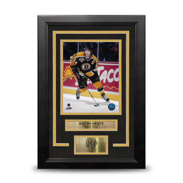Ray Bourque in Black Boston Bruins 8" x 10" Framed Hockey Photo with Engraved Autograph - for just $79.99! 
