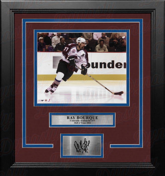 Ray Bourque in Action Colorado Avalanche 8" x 10" Framed Hockey Photo with Engraved Autograph - for just $79.99! 