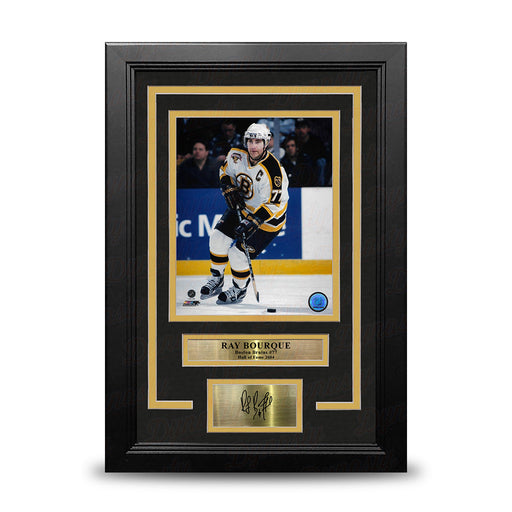 Ray Bourque 75th Anniversary White Boston Bruins 8x10 Framed Hockey Photo with Engraved Autograph - for just $79.99! 