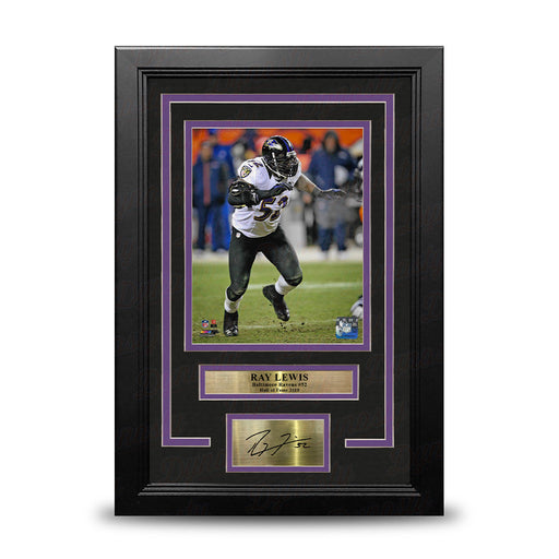 Ray Lewis in Action Baltimore Ravens 8" x 10" Framed Football Photo with Engraved Autograph - for just $79.99! 