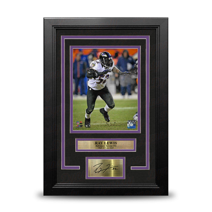 Ray Lewis in Action Baltimore Ravens 8" x 10" Framed Football Photo with Engraved Autograph - for just $79.99! 