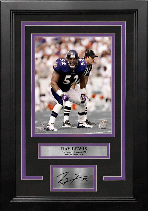 Ray Lewis Flexing on the Field Baltimore Ravens 8x10 Framed Football Photo with Engraved Autograph - for just $79.99! 