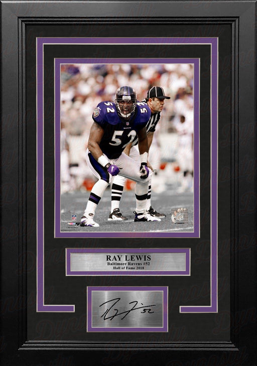 Ray Lewis Flexing on the Field Baltimore Ravens 8x10 Framed Football Photo with Engraved Autograph - for just $79.99! 