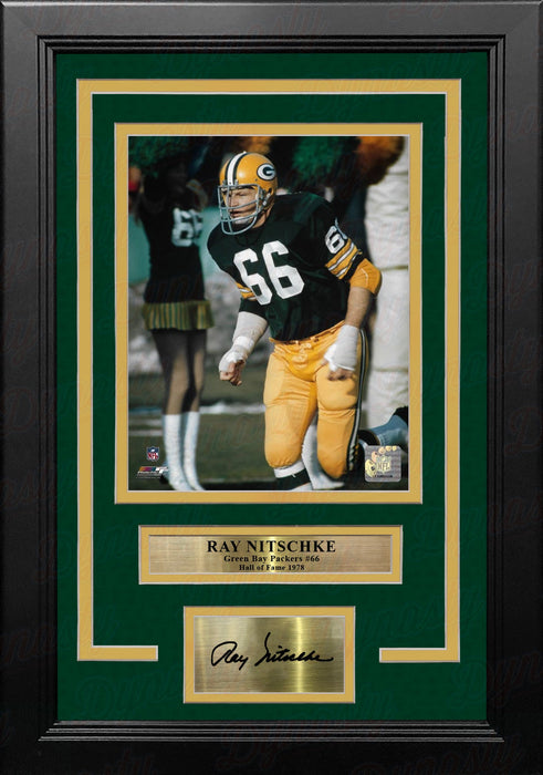Ray Nitschke in Action Green Bay Packers 8" x 10" Framed Football Photo with Engraved Autograph - for just $79.99! 