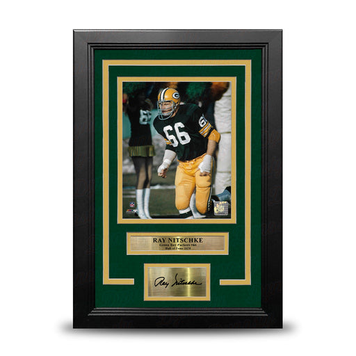 Ray Nitschke in Action Green Bay Packers 8" x 10" Framed Football Photo with Engraved Autograph - for just $79.99! 